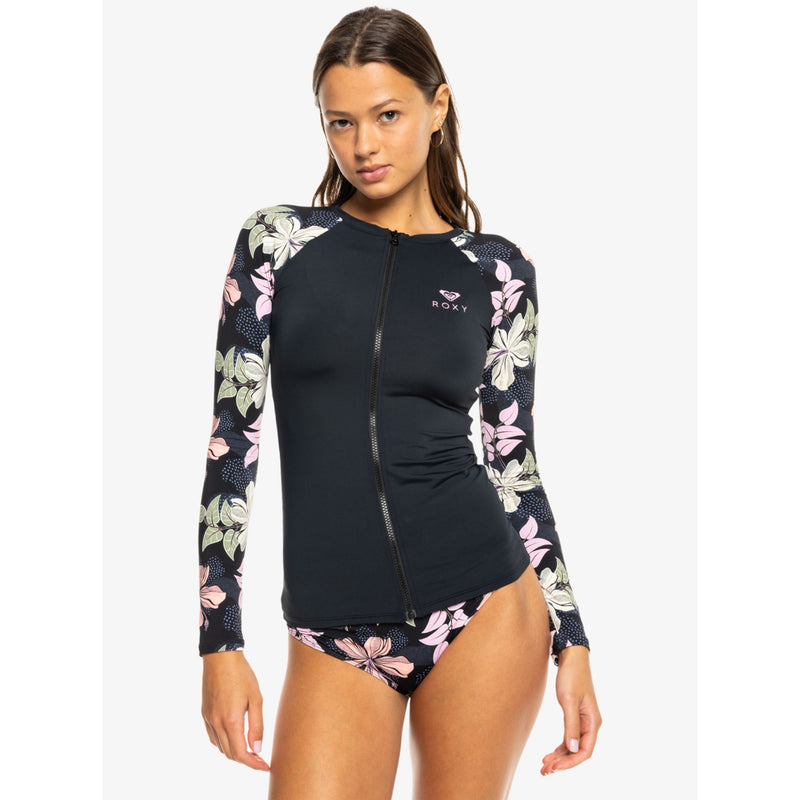 Roxy Sunny Floral Long Sleeve Zip Lycra Rash Top