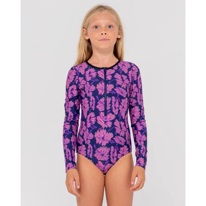 Rusty Girls Hibiscus LS One Piece Swimsuit