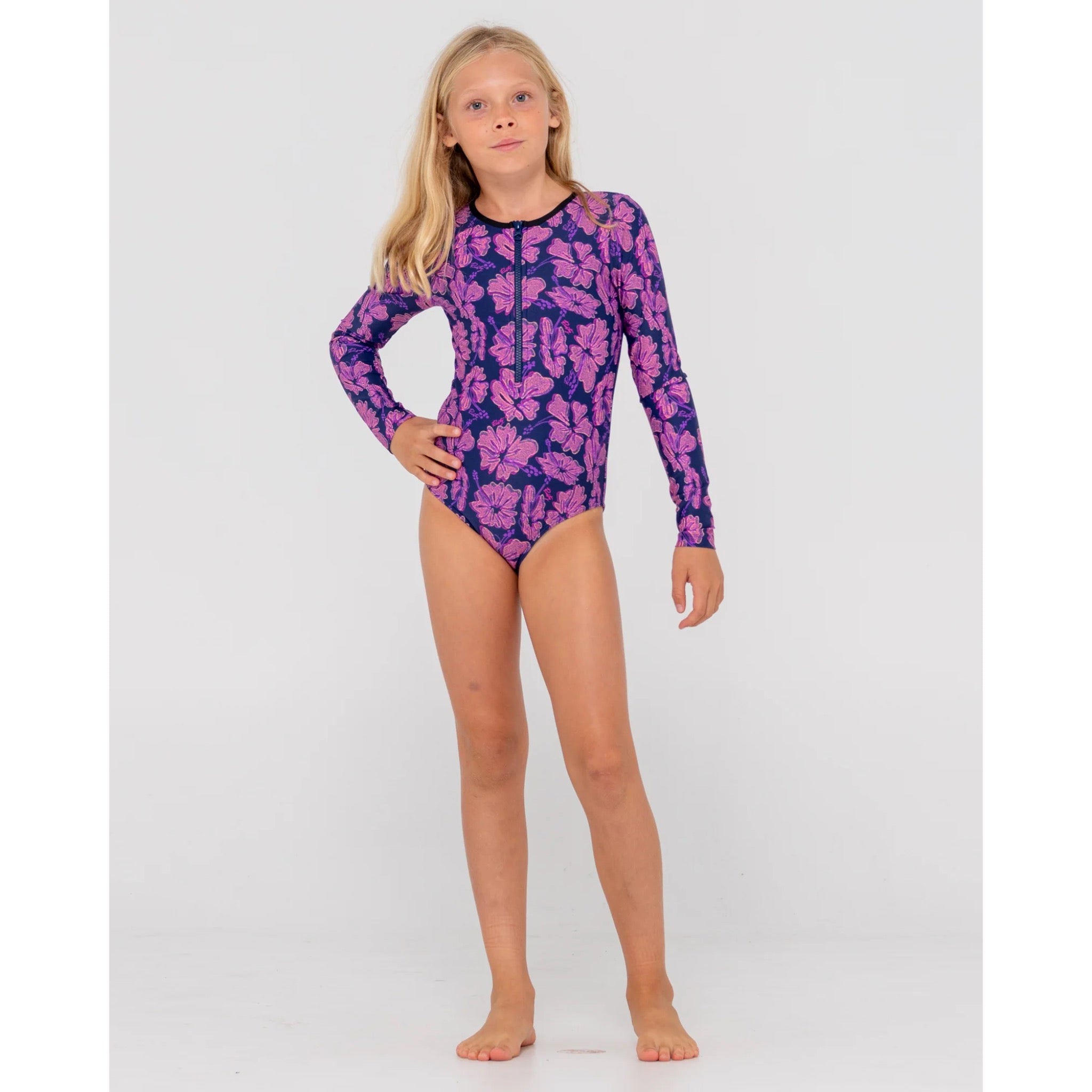 Rusty Girls Hibiscus LS One Piece Swimsuit