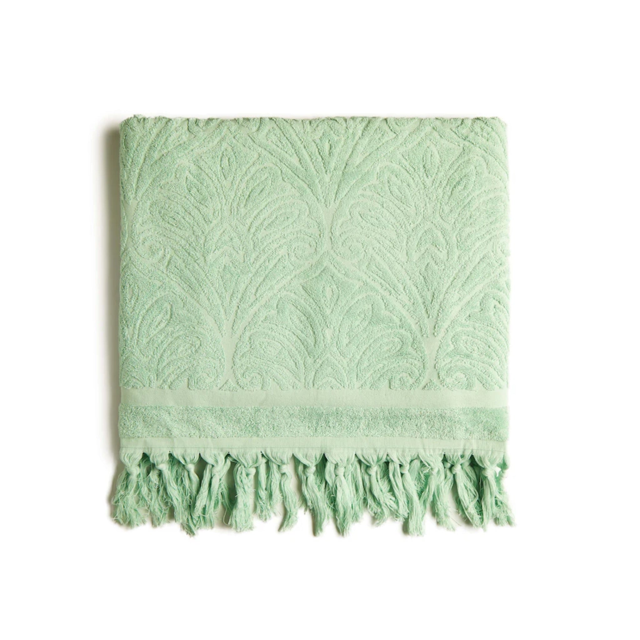 Salty Shadows Cotton Terry Towel - Gossamer Green