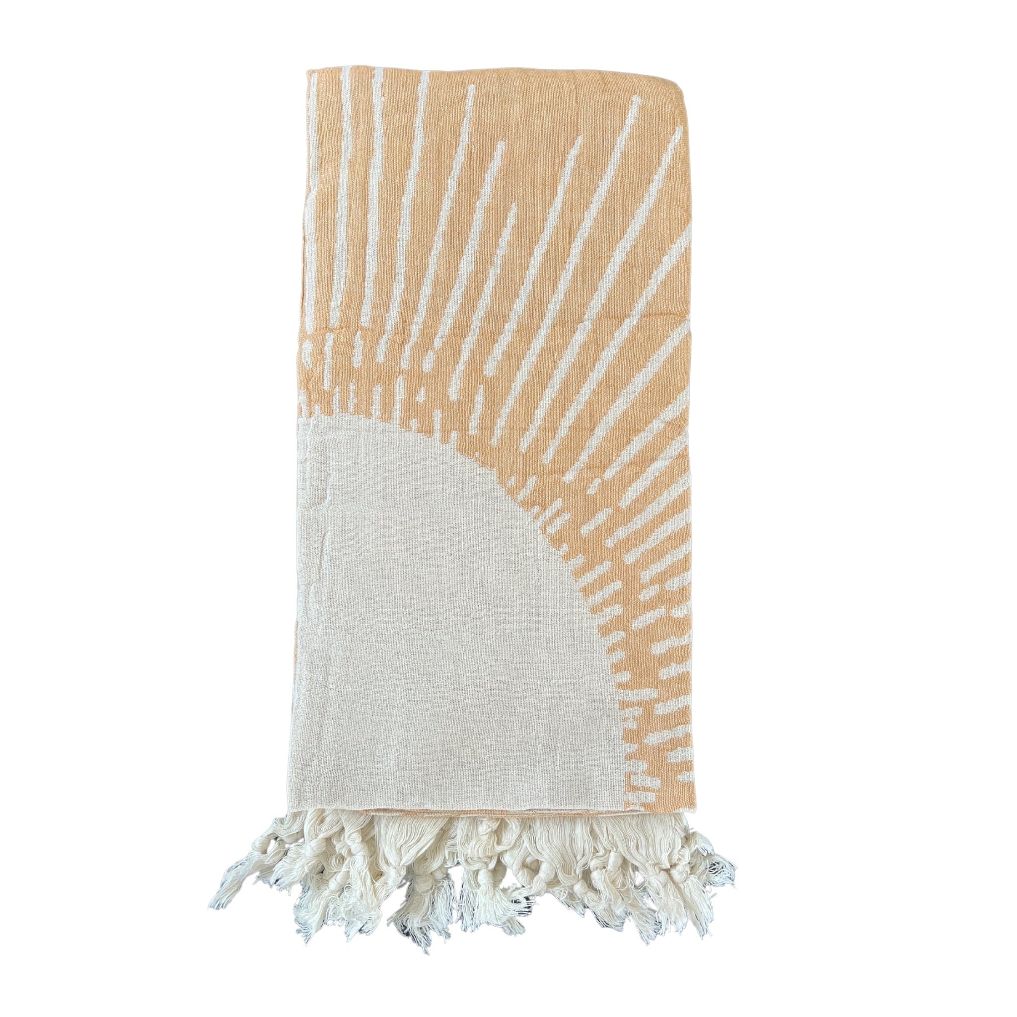 Salty Shadows Turkish Towel Sun Pattern - Mustard