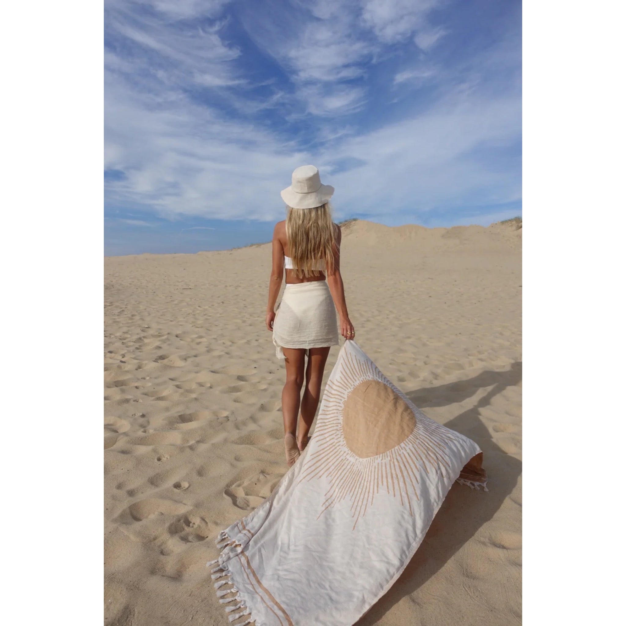 Salty Shadows Turkish Towel Sun Pattern - Mustard