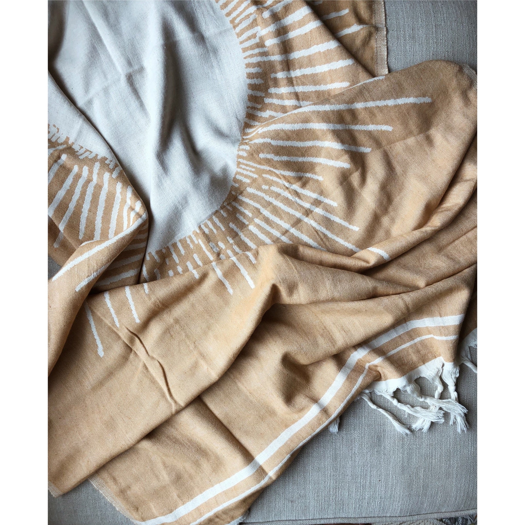 Salty Shadows Turkish Towel Sun Pattern - Mustard