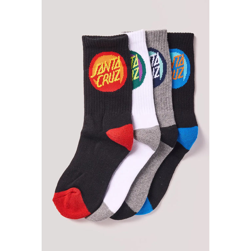 Santa Cruz Youth Bold Shadow Dot Crew Sock - 4 Pack