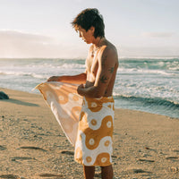 Slowtide Botanical Waves Beach Towel - Mustard